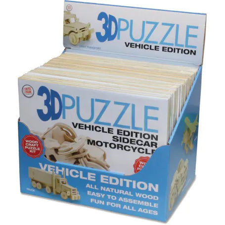 3D Wooden Puzzle Vehicles asstd Styles