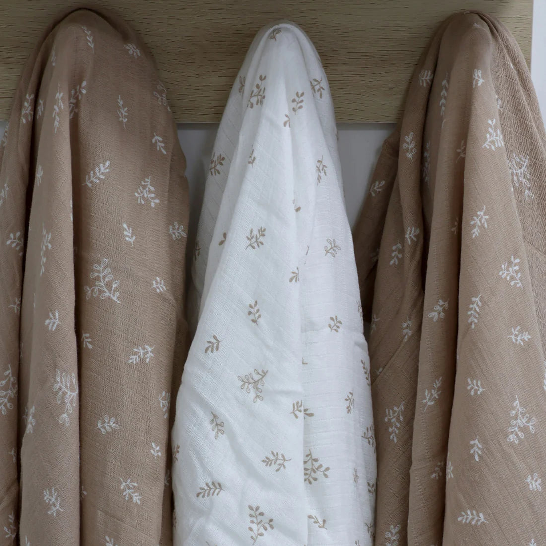 Bubba Blue Organic Cotton 3pk Muslin Wraps Chestnut