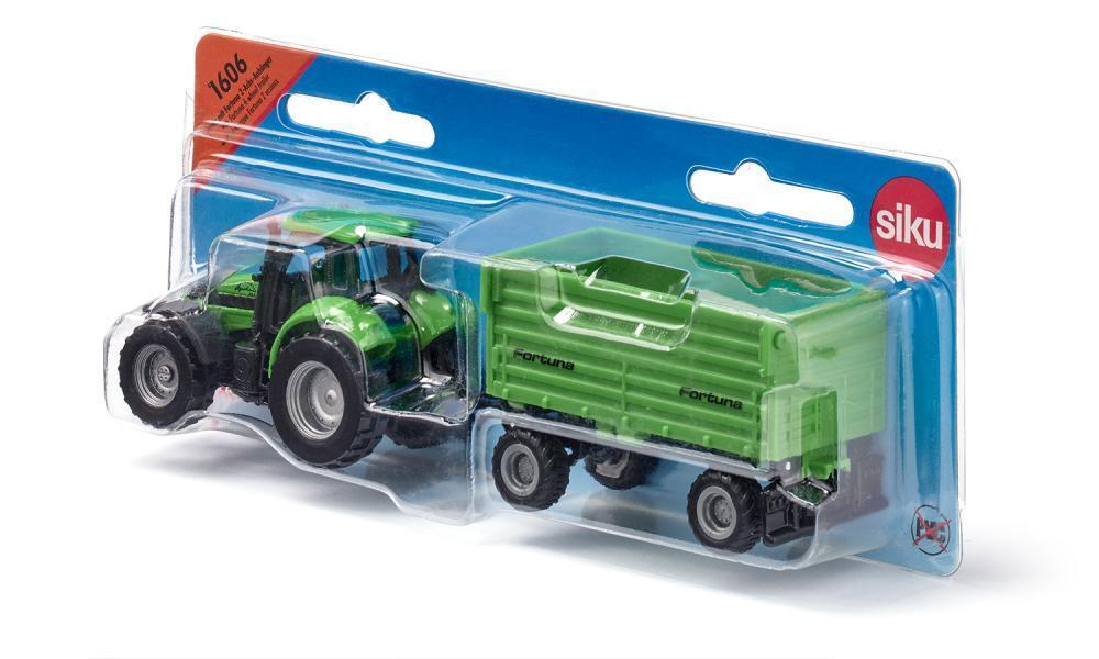 Siku 1606 Deutz-Fahr Tractor with Fortuna 4 wheel Trailer