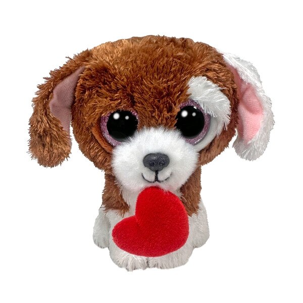 CUDDLES Puppy with Red Heart TY Beanie Boo Regular