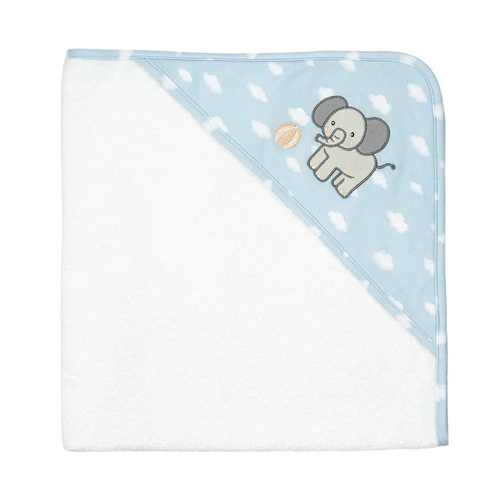 Living Textiles Baby Hooded Towel 75 x 75cm - Elephant Playtime