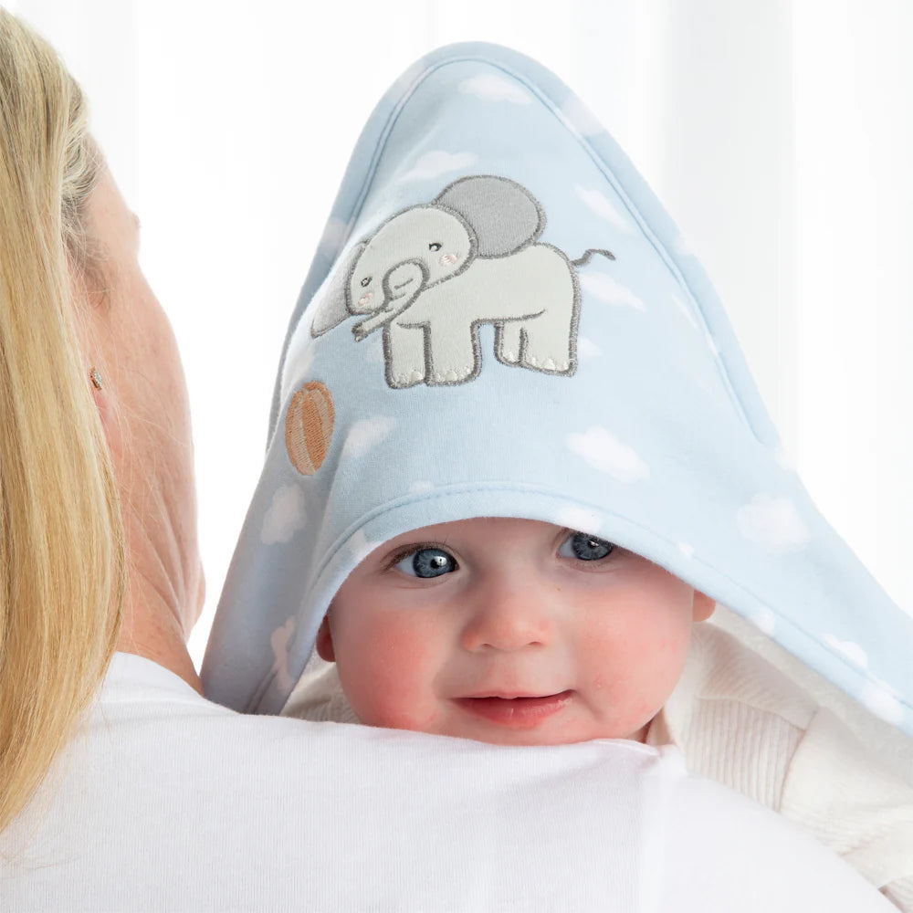 Living Textiles Baby Hooded Towel 75 x 75cm - Elephant Playtime