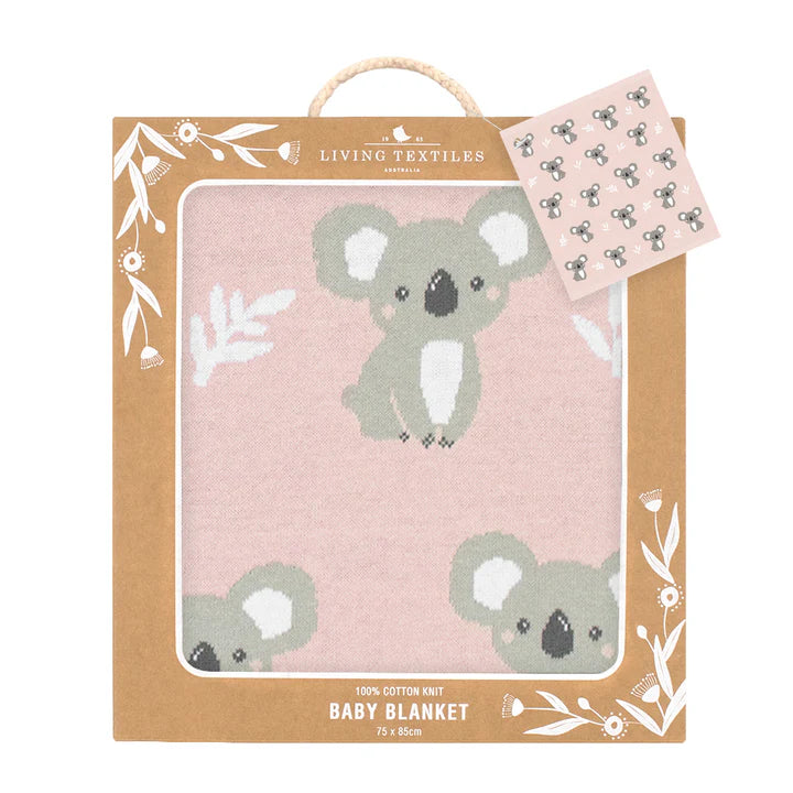 Living Textiles Koala/Blush Jacquard Blanket
