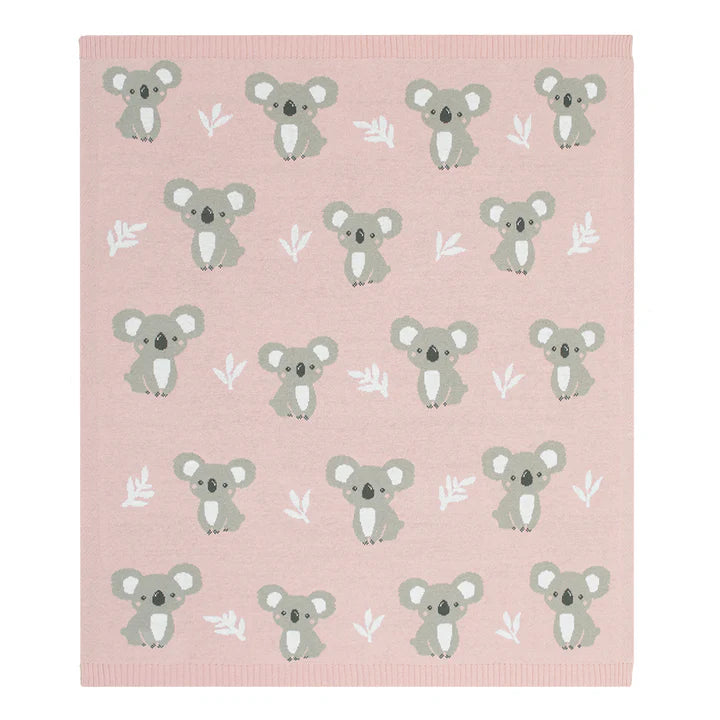Living Textiles Koala/Blush Jacquard Blanket