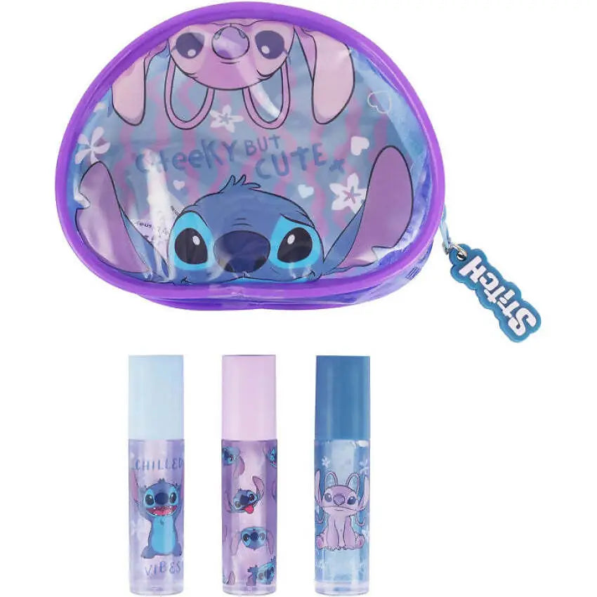 Disney Stitch  3pk Lip Gloss and Cosmetic Purse Set