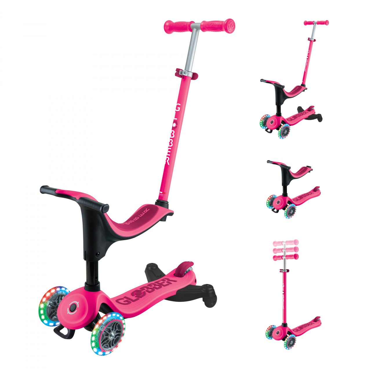 Globber Go Up Sporty Lights 360 FUCSHIA / DARK PINK
