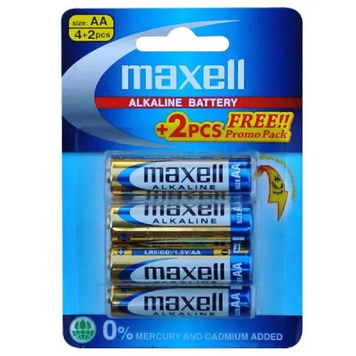 Maxell AA Batteries 4pk + 2