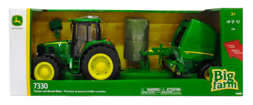 Big Farm John Deere 7330 Tractor With Baler Value Set