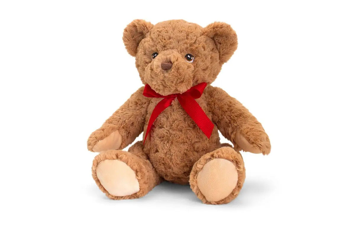 Keeleco Brown Teddy Bear w/ Red bow tie 30cm