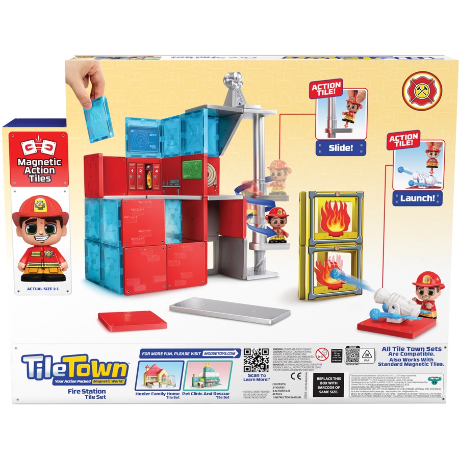 Tile Town Fire Station Tile Set 40+ Magnetic Tiles