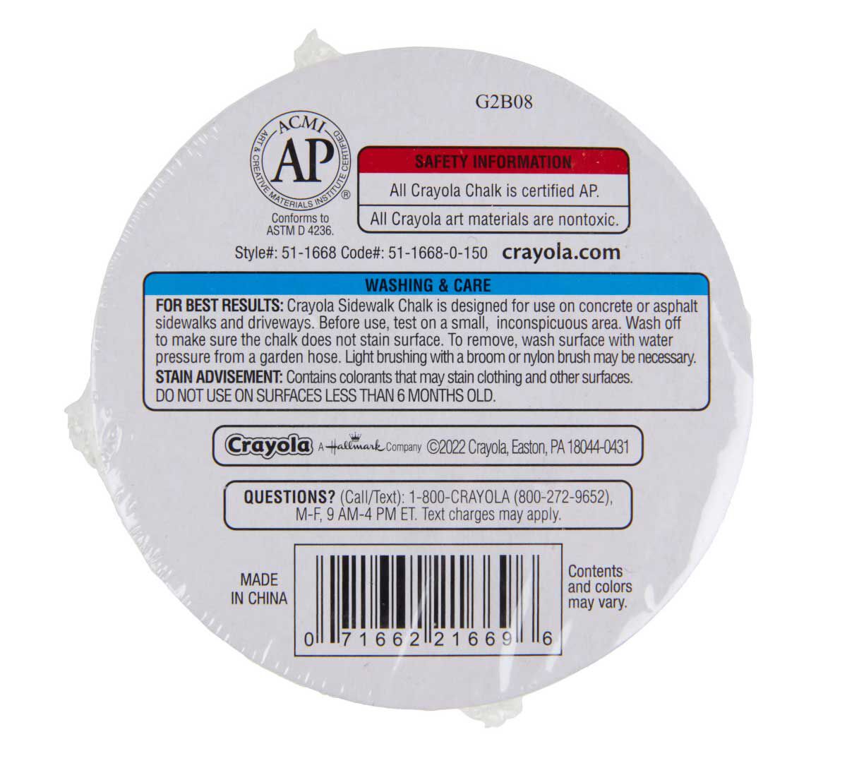 Crayola Washable Sidewalk Super Chalk Asstd Cols