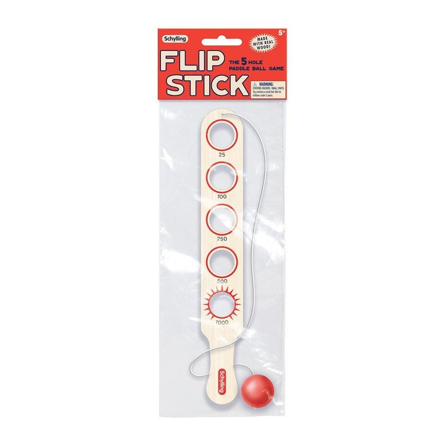 Schylling Flip Stick 5 Hole Paddle Ball Game