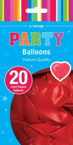 Party Balloons Helium Quality 20pk 30cm Red Hearts