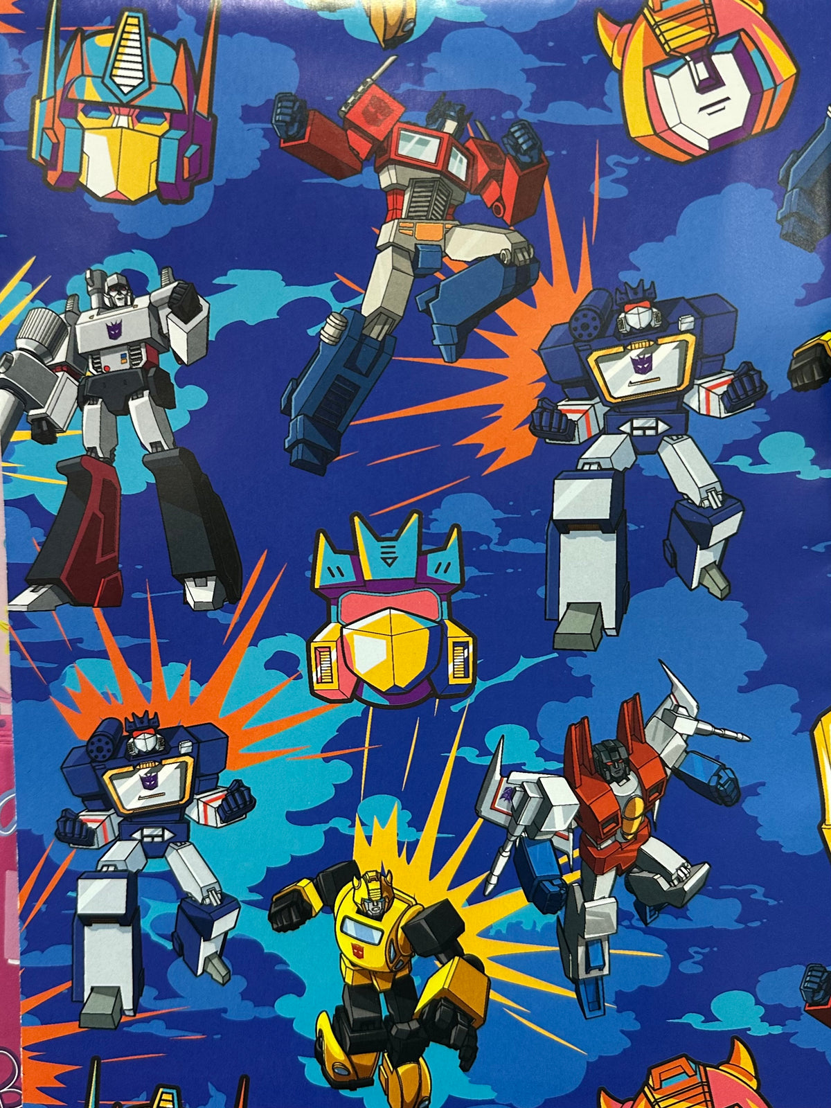 Wrap Folded Transformers Blue Background