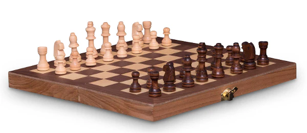 Smart Brain French Cut Chess Set in Wooden Case