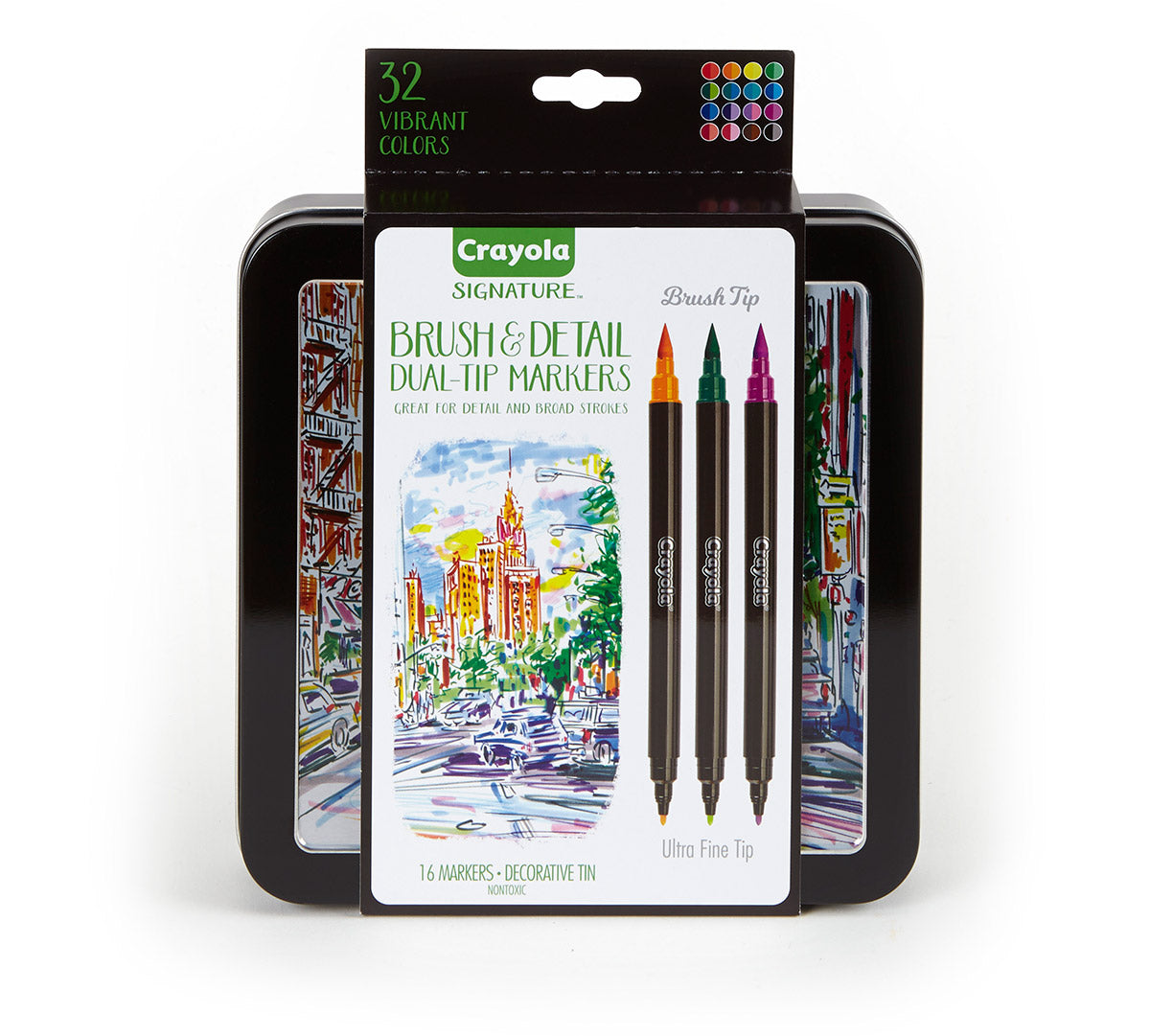 Crayola Signature Brush &amp; Detail Dual Tip Markers 16 pack