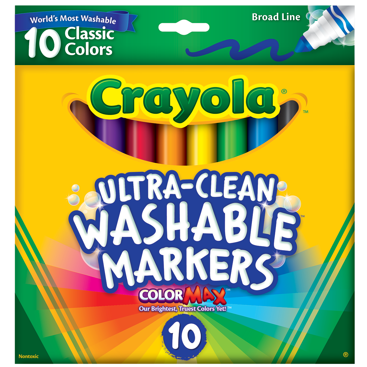 Crayola 10Ct Ultra-Clean Classic Broadline Markers