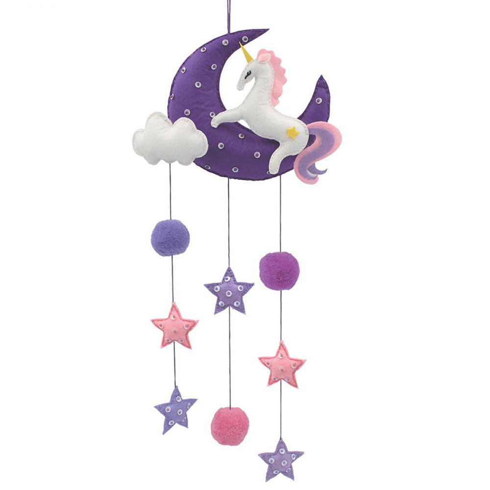 Sew Your Own Felt Mobile Room Wall Decoration Moon and Unicorn