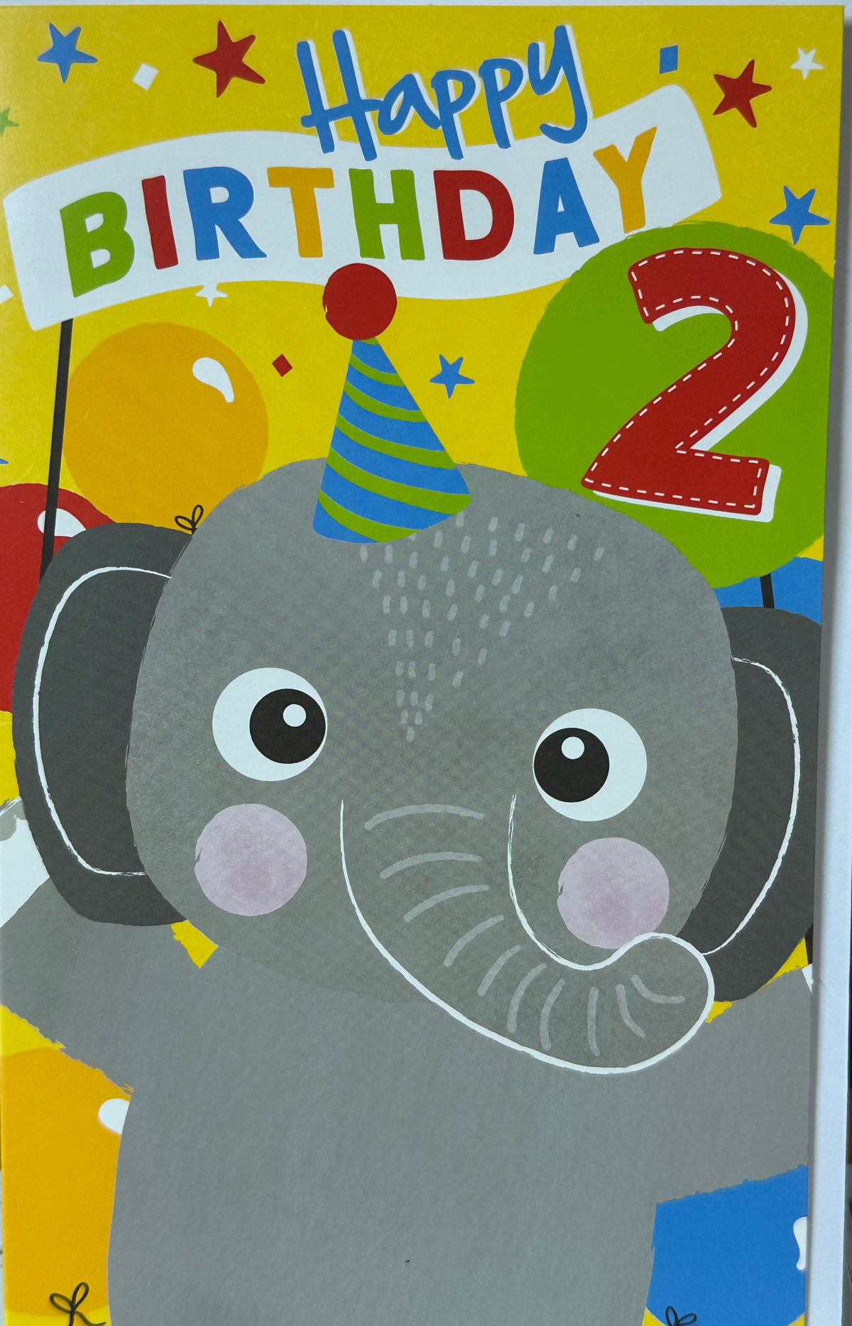 Birthday Card Age 2 Boy Elephant