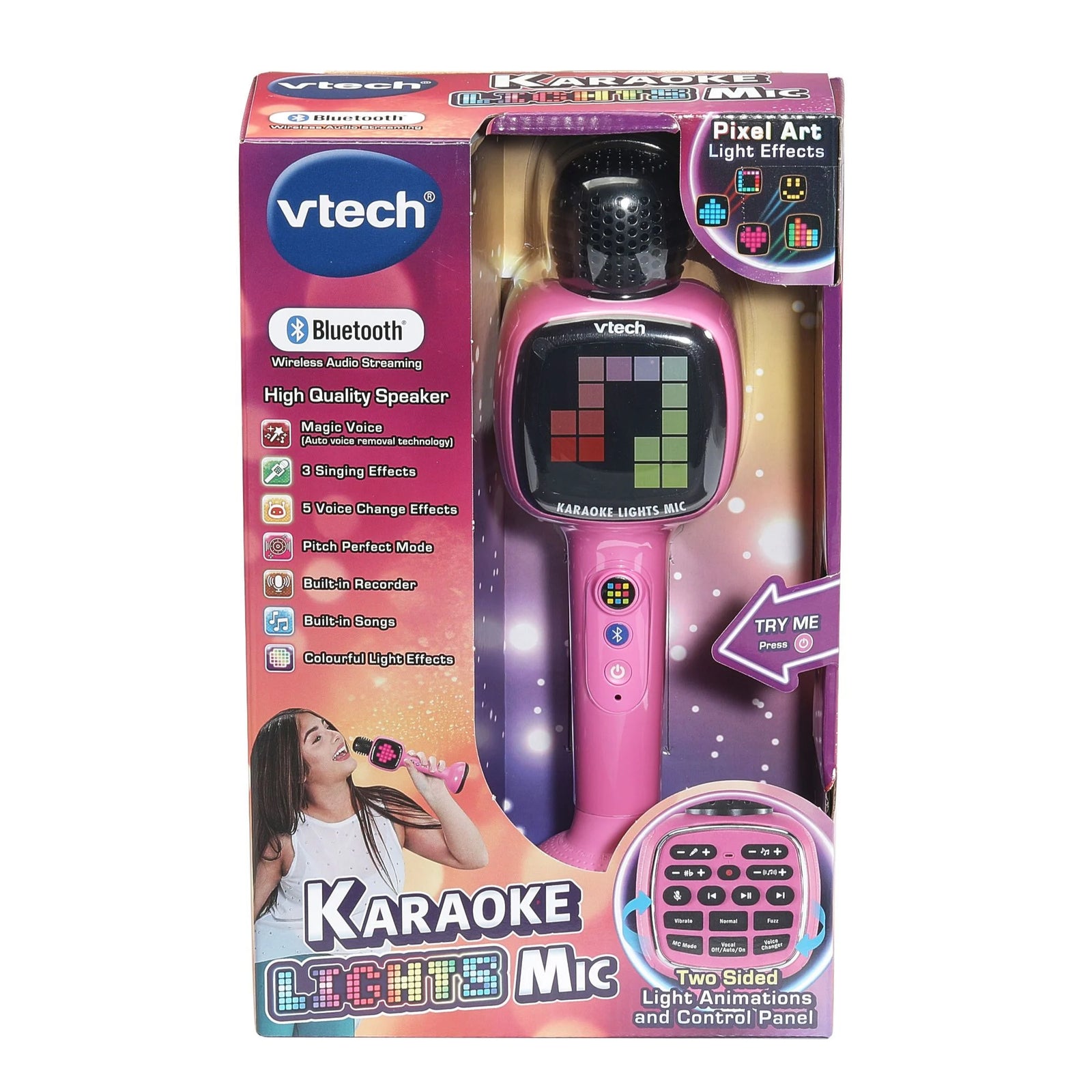 Vtech Karaoke Lights Mic Dark Pink - 4 AA Demo Batteries Included
