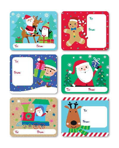 Christmas Label Gift Roll 60pk Boxed