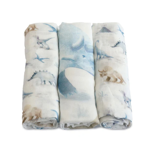 Bubba Blue Jurassic Bamboo 3pk Muslin Wraps