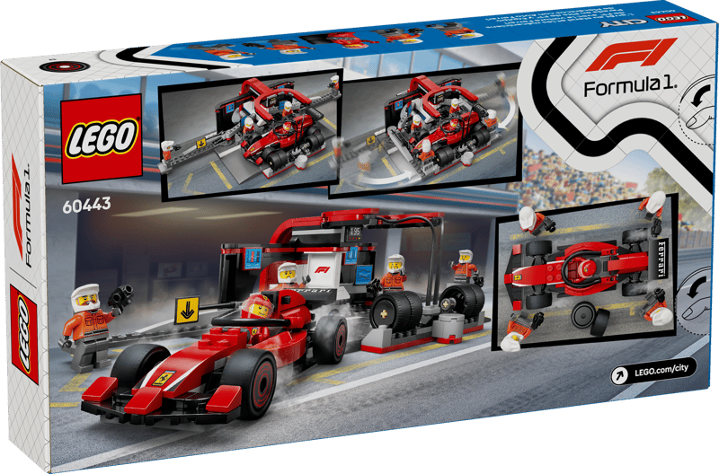 Lego 60443 City Formula 1 Pit Stop &amp; Pit Crew with Ferrari Car