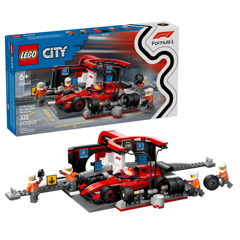 Lego 60443 City Formula 1 Pit Stop & Pit Crew with Ferrari Car