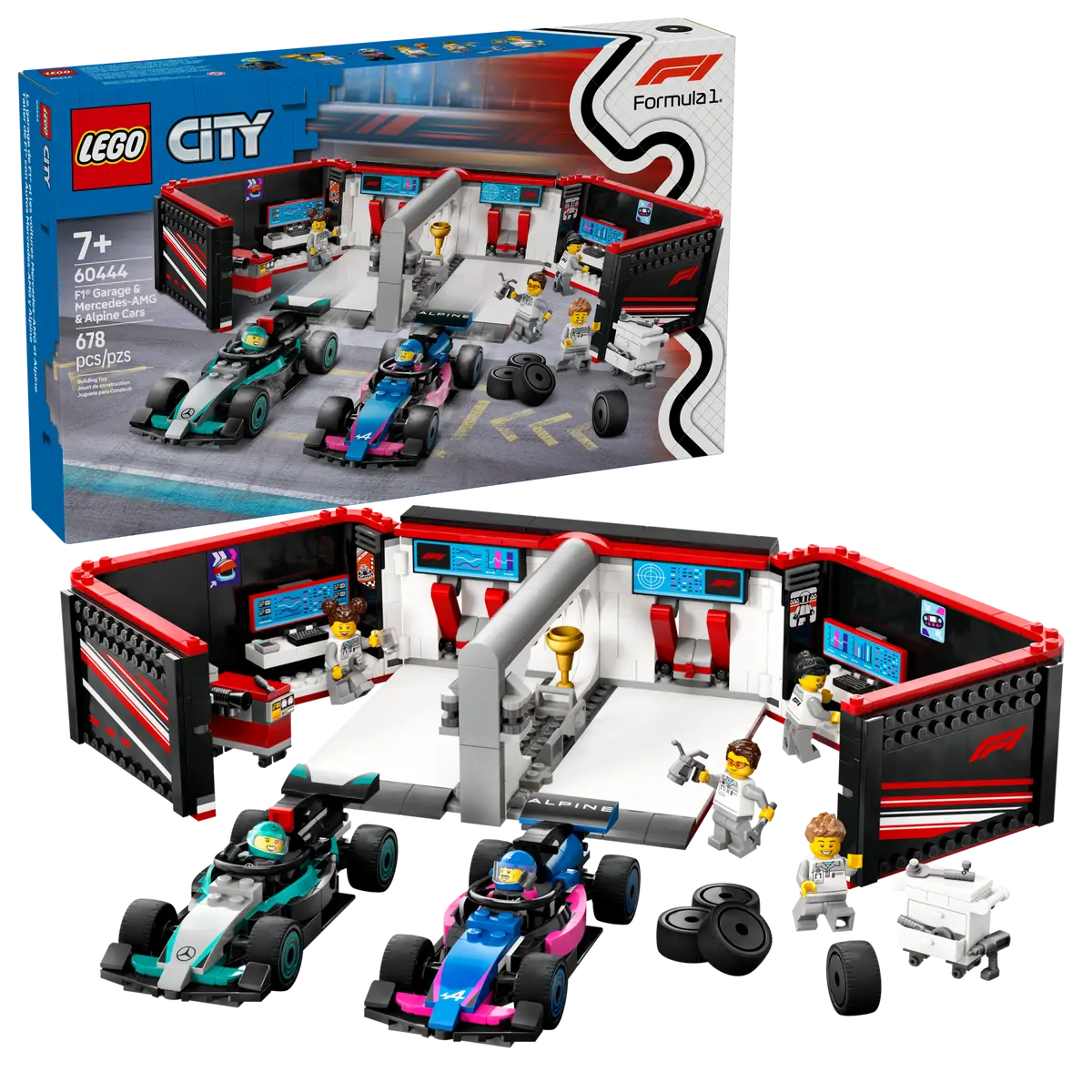 Lego 60444 City Formula 1 Garage &amp; Mercedes-AMG &amp; Alpine Cars