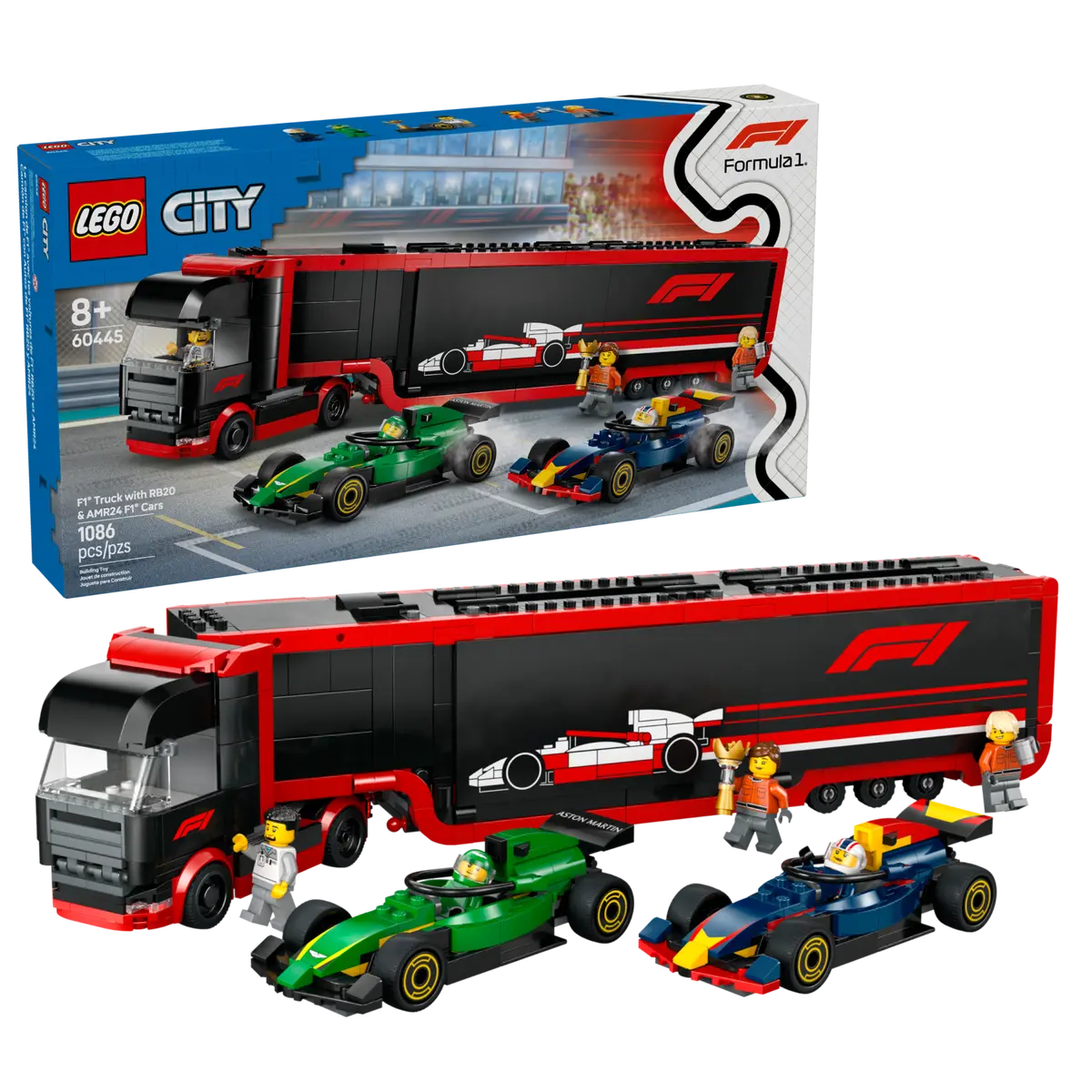 Lego 60445 City Formula 1 Truck with RB20 & AMR24 F1 Cars