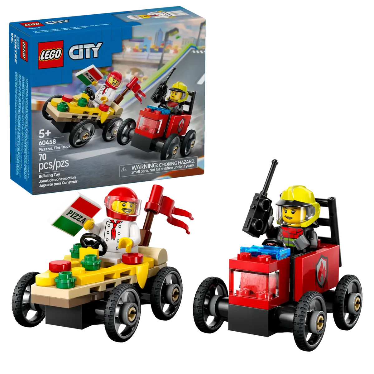 Lego 60458 City Pizza VS Fire Truck Race Car Pack
