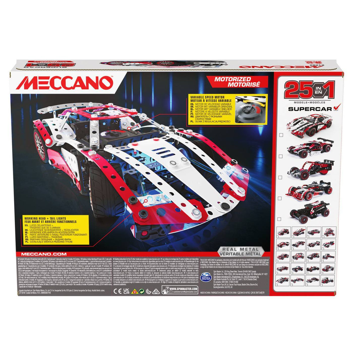 Meccano 25 models Supercar Set Req 4 AAA Batteries