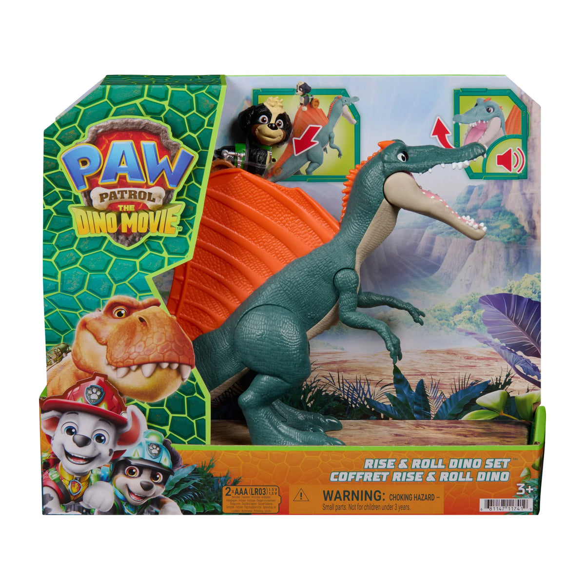 Paw Patrol The Dino Movie Rise &amp; Roll Dino Set