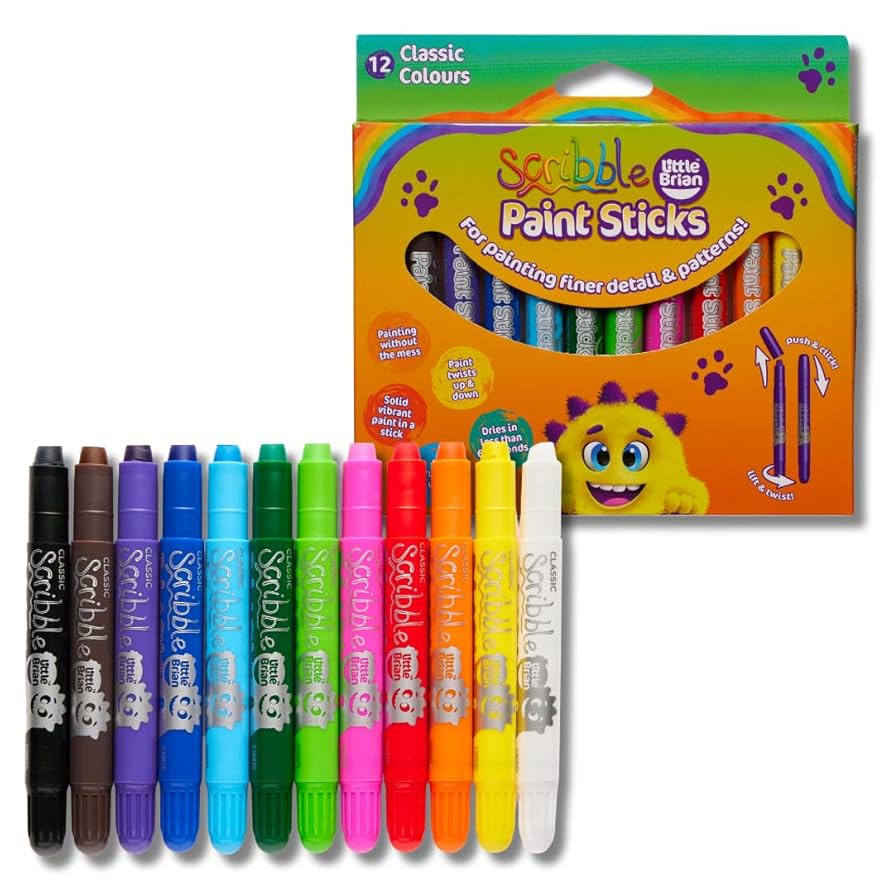 Little Brian Scribble Paint Sticks 12pk Classic Colours