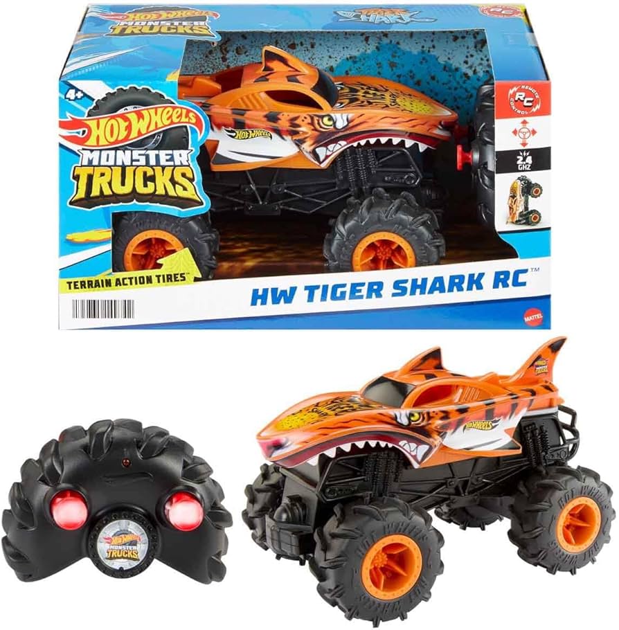Hot Wheels Monster Truck 1/24 R/C Tiger Shark Req 3 AA Batteries