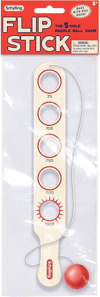Schylling Flip Stick 5 Hole Paddle Ball Game