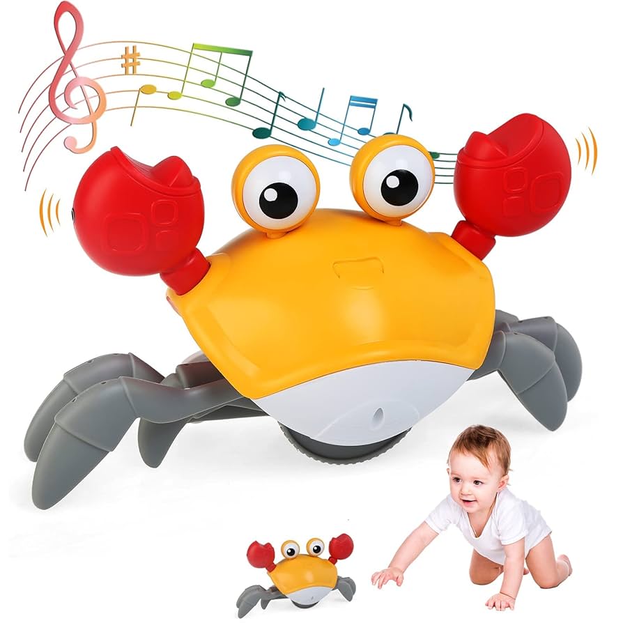 Magic Sensory Interactive Crawling Crab Toy Orange USB Charger Lights &amp; Sounds