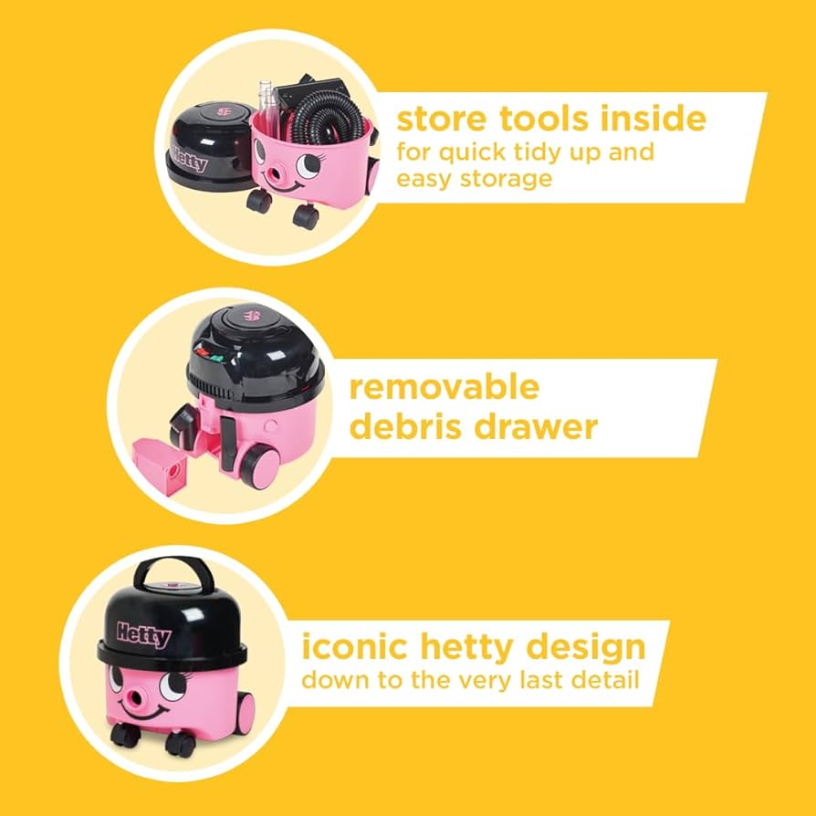 Casdon Hetty Vacuum Cleaner PINK Req 4 x C batteries
