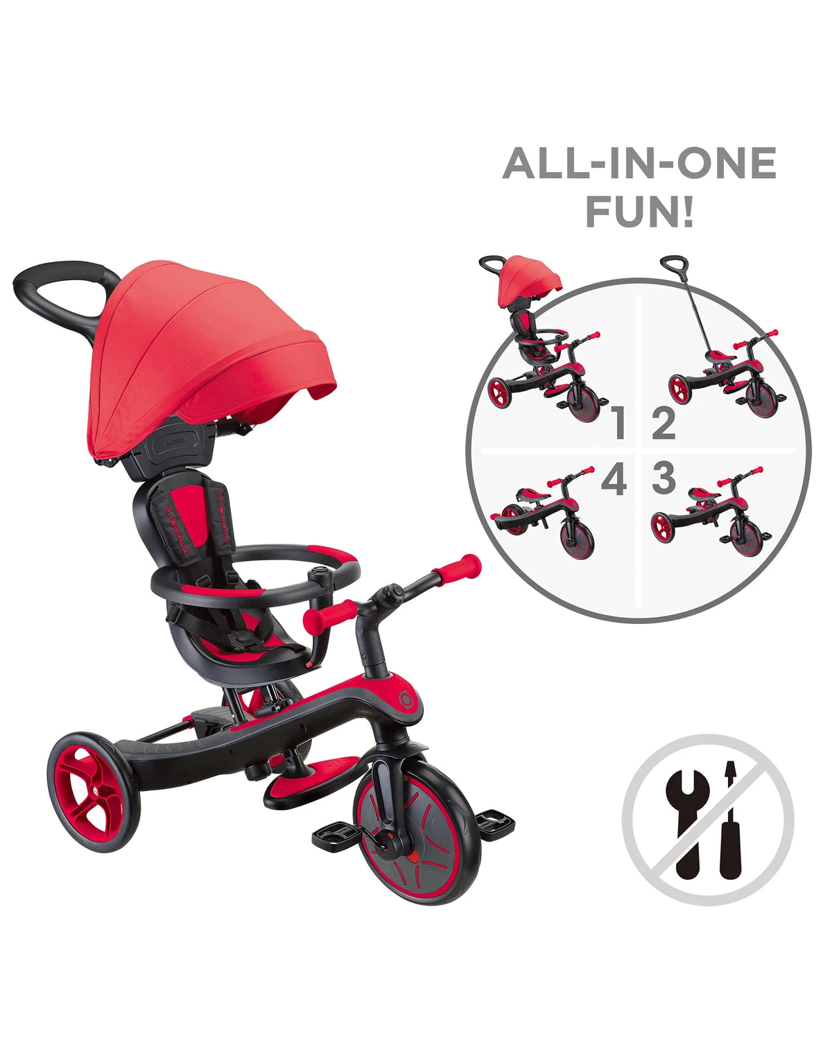 Globber Explorer 4 in 1 Trike New Red