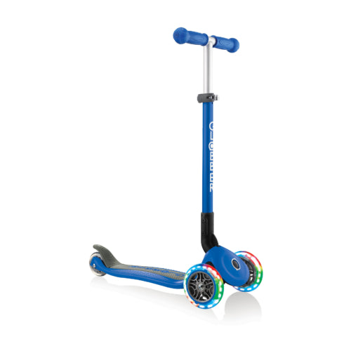Globber Primo Foldable Lights 3 Wheel Scooter NAVY / DARK NAVY BLUE