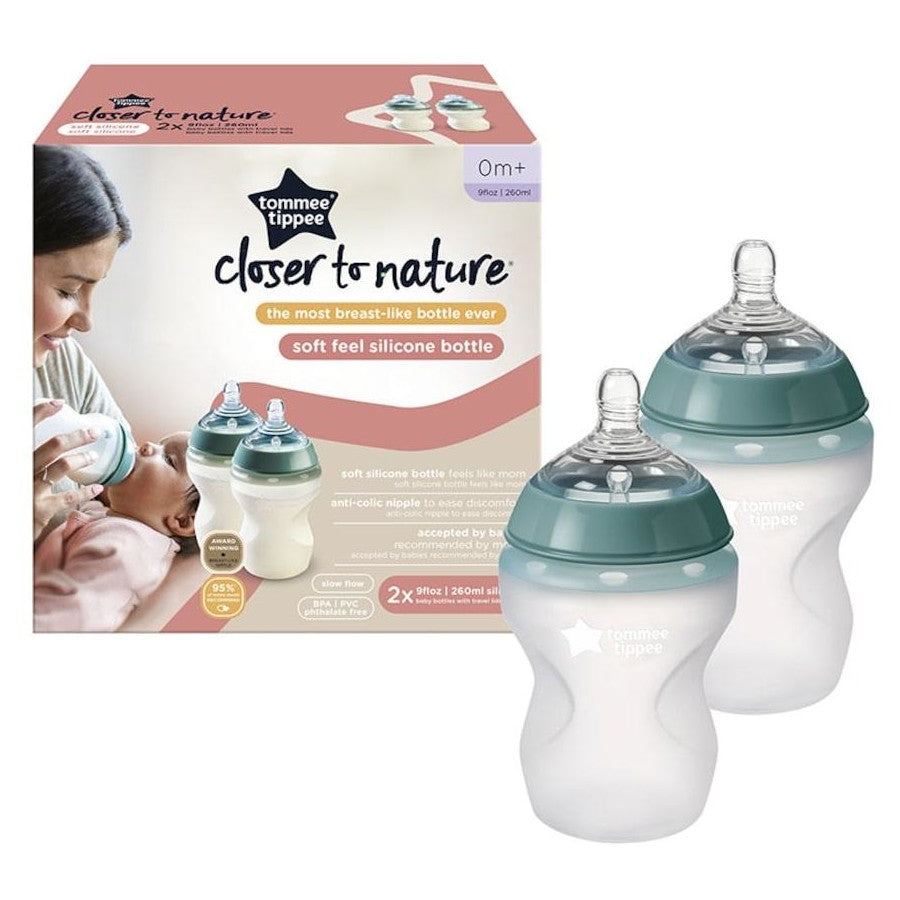 Tommee Tippee 2 Pack 260ml Soft Silicone Bottles