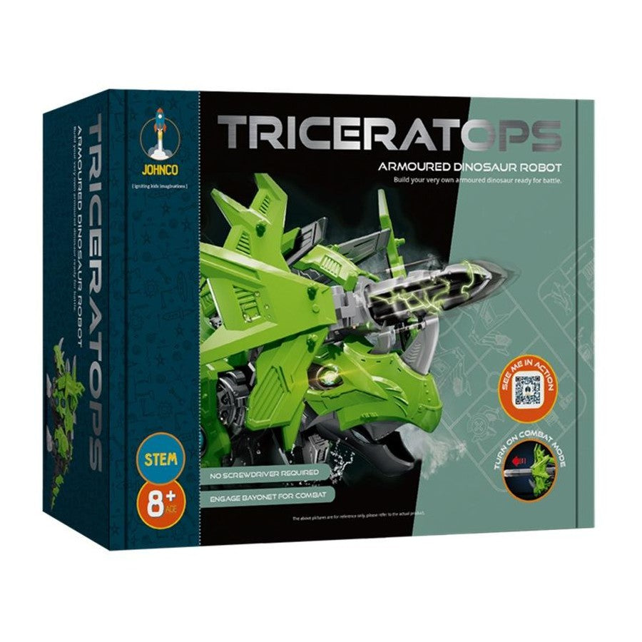 Johnco Triceratops Armoured Dinosaur Robot req 1 x AA battery