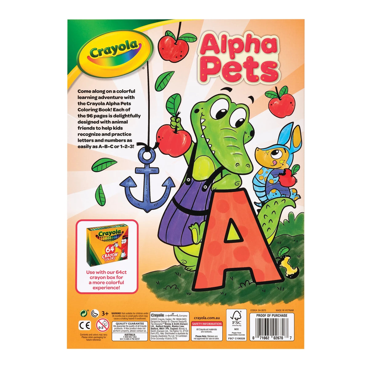 Crayola Colouring Book 96 Pages Alpha Pets