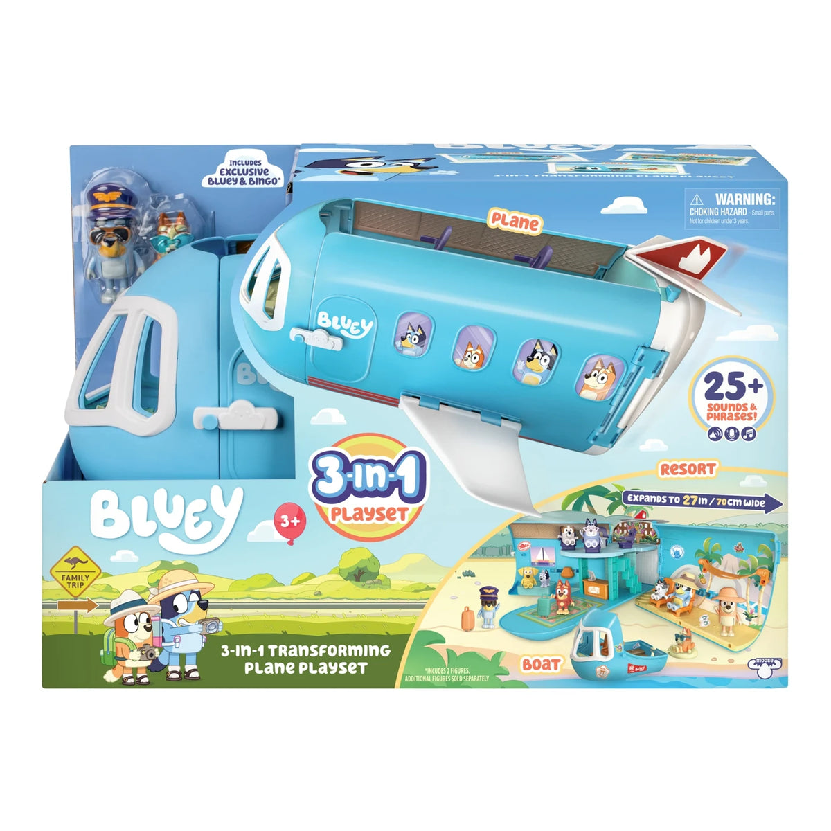 Bluey S11 3-in-1 Airplane Playset Req 2 AA Batteries