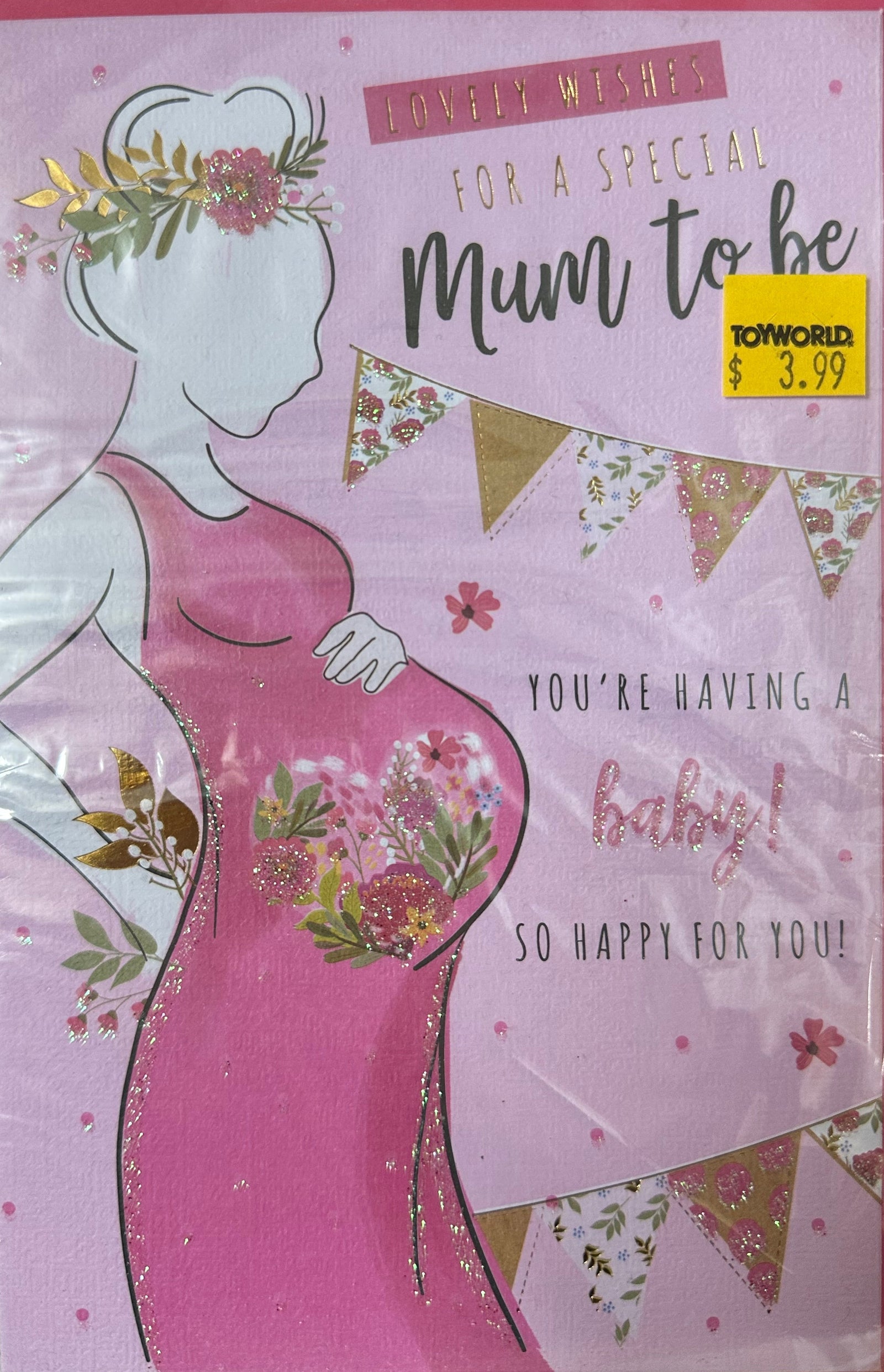 Lovely Wishes Baby Shower Card Pink - Mum To Be