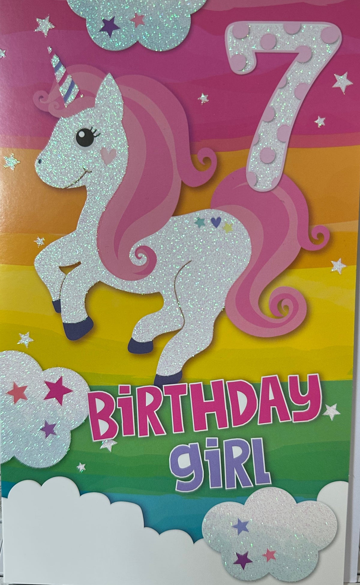 Birthday Card Girl Age 7 Unicorn