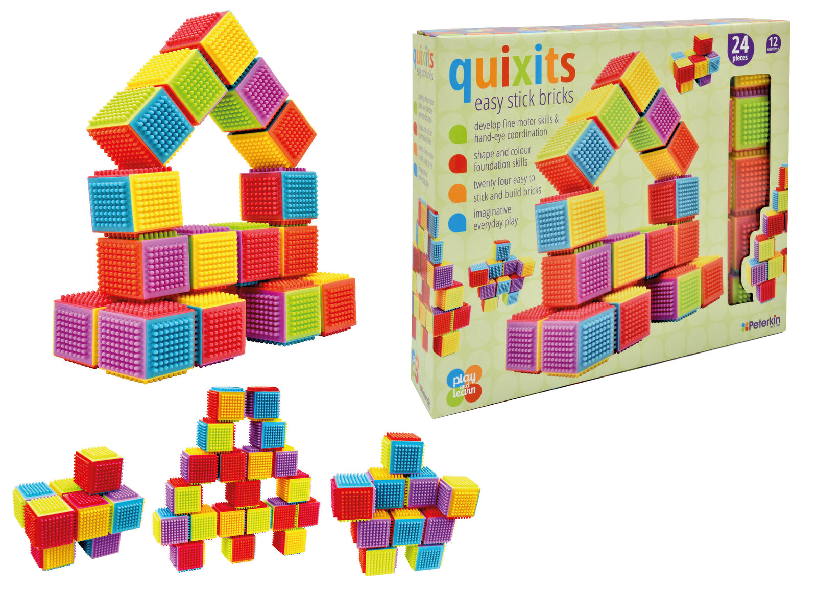 Play & Learn Quixits Easy Stick Bricks 24pce