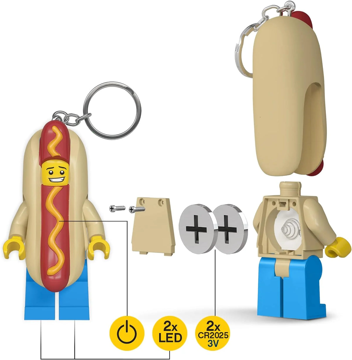 Lego Hotdog Man Key Ring Light