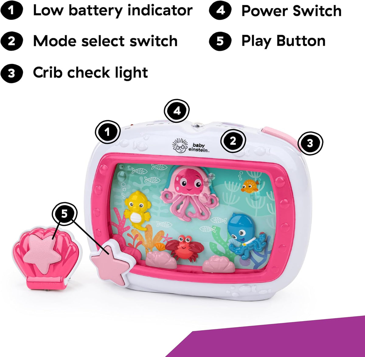 Baby Einstein Sea Dreams Soother Sleep Soother Pink - Req 2 AAA Batteries