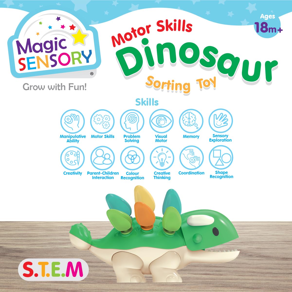 Magic Sensory Motor Skills Dinosaur Sorting Toy